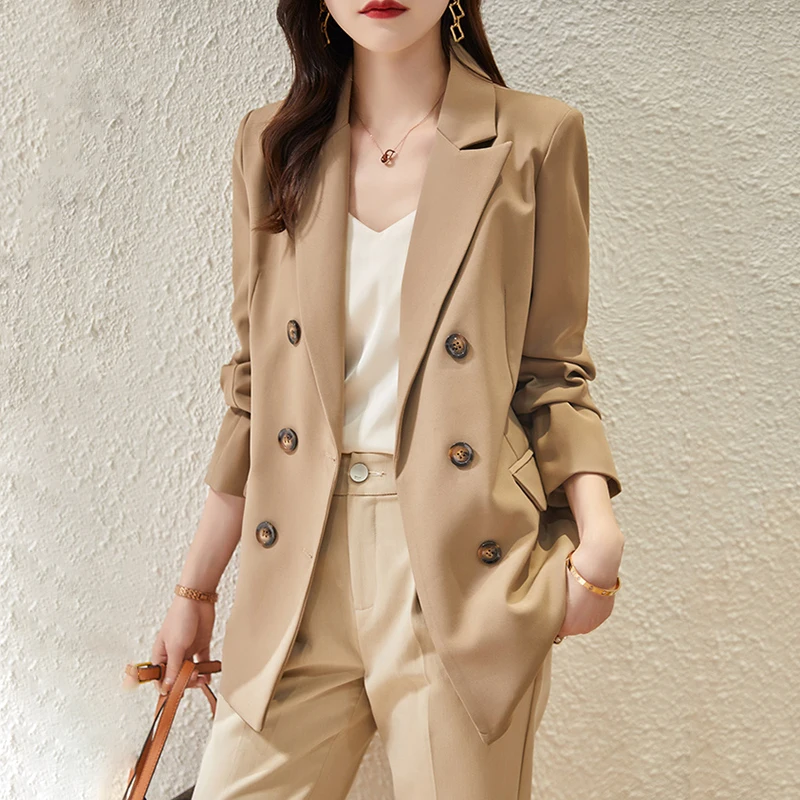 

Spring Women New 2021 Casual Blazer Office Lady Autumn Jacket Coat Korean Fashion Double Breasted Outwear Female Tops Plus Size