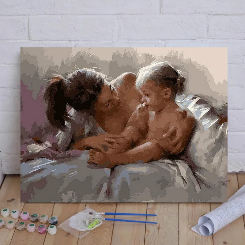 LISM DIY Mom Baby живопись по номерам ручная роспись маслом на холсте Современная Настенная художественная картина уникальный подарок для домашнего декора