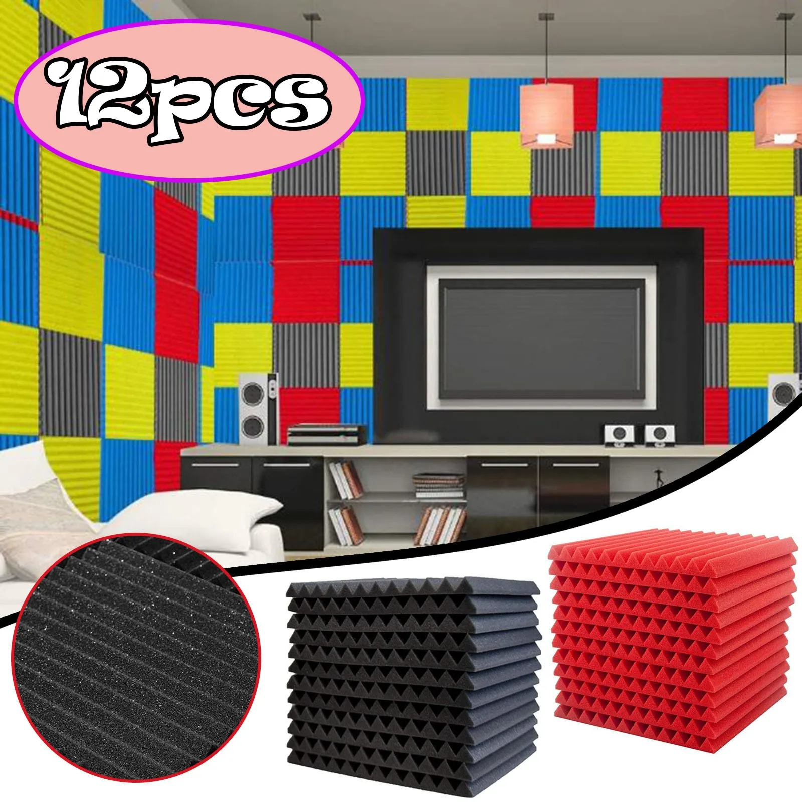 

12 шт., звукопоглощающие пенопластовые плитки для домашней съемки