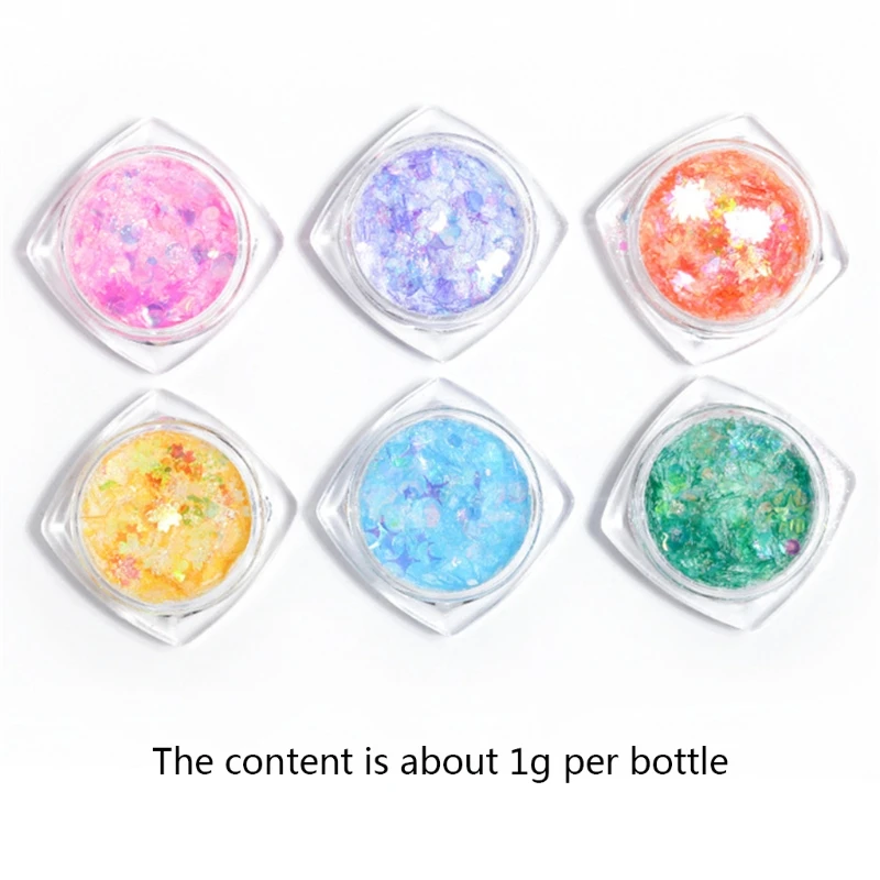 

6 Bottles Stars Heart Butterfly Mix Sequins Glitter UV Resin Epoxy Mold Filling for DIY Jewelry Making DIY Nail Decor
