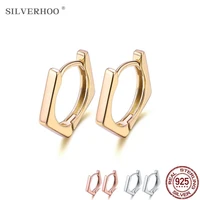 silverhoo 925 sterling silver earrings for women minimalist geometry polygon gold color small stud earrings anti allergy jewelry