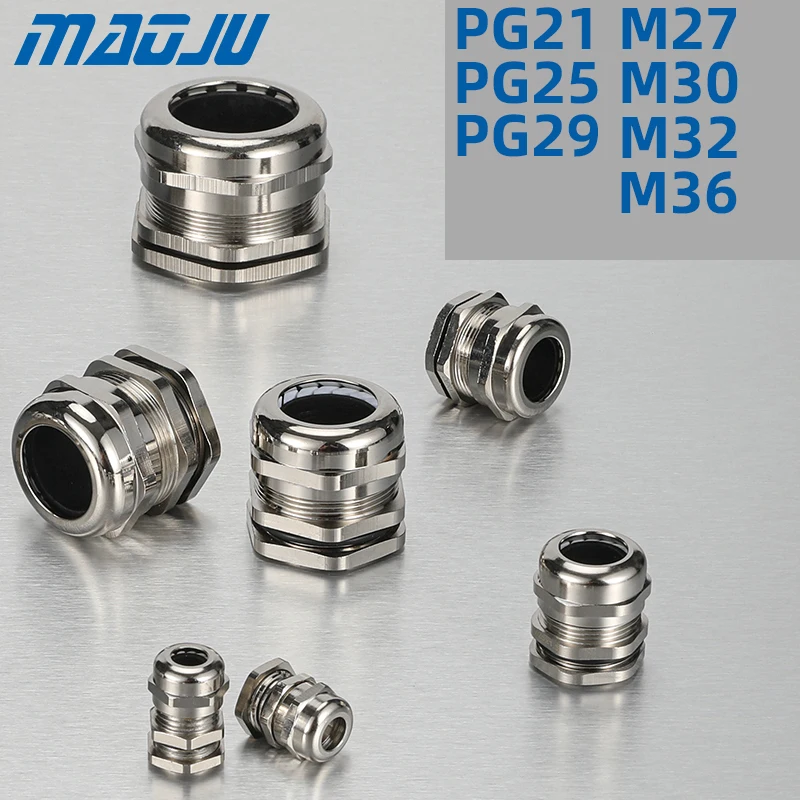 

1pcs 3pcs PG21 PG25 PG29 Nickel Plated Brass Cable Gland Big Size Strain Relief Stainless Steel M27 M30 M32 M36 Cord Grip