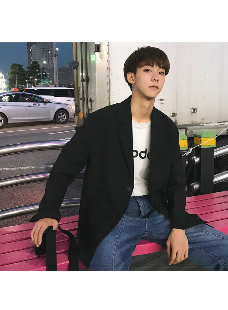 European Autumn Men Blazer Black Oversized Blazer Masculino Casual Men Blazer hombre