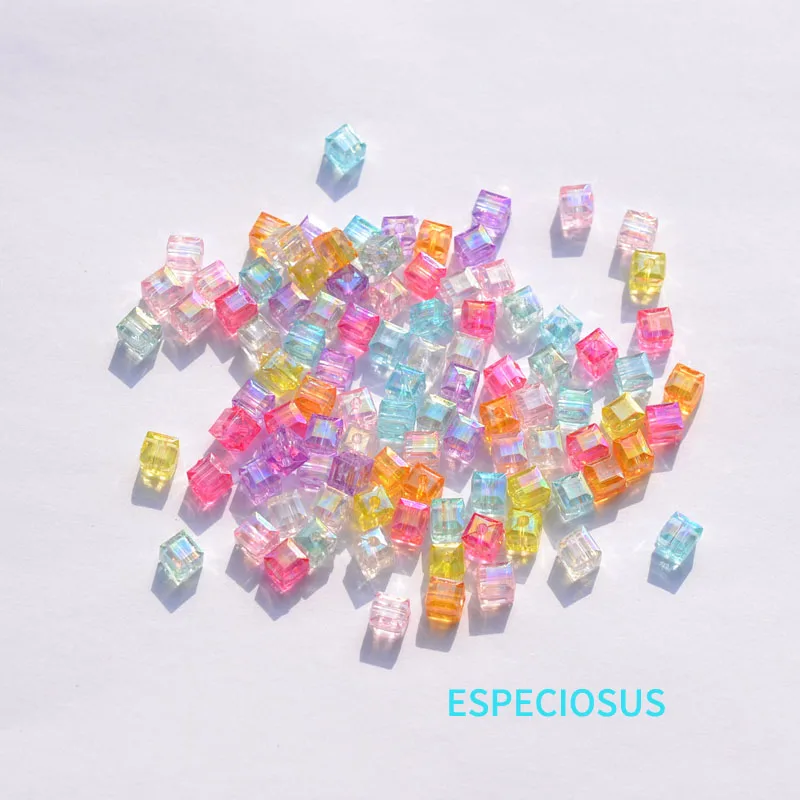 Multi Color Plated Spacer 5MM Square Shaped Acrylic Beads Bracelet Making Departments Septal Beads DIY Jewelry Making Accessory