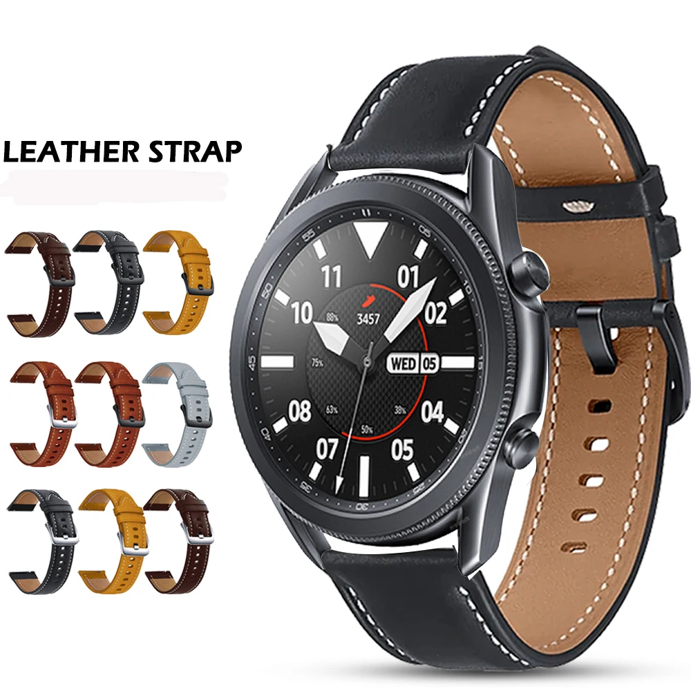 

Ремешок из натуральной кожи для Samsung Galaxy Watch 3 41 мм 45 мм, оригинальный браслет для наручных часов Galaxy Watch 42 мм 46 мм, 22 мм 20 мм
