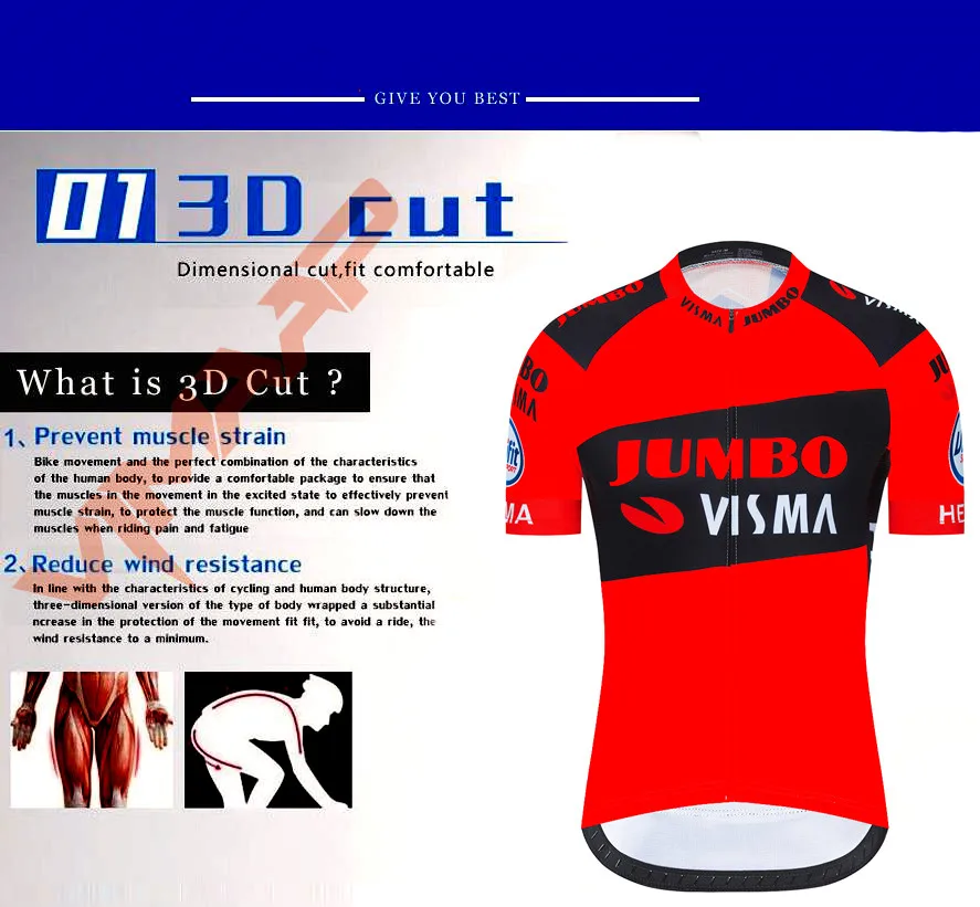 

2021 New JUMBO Cycling Jersey Set Breathable Team Racing Sport Bicycle Jersey Mens Cycling Clothing Short Bike Jersey