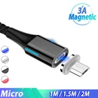 Магнитный зарядный кабель Usb Micro Usb 1 м 1,5 м 2 м, зарядный Шнур Micro Usb, кабель Micro Usb для Samsung Galaxy A6 A7 2018, Магнитный зарядный кабель