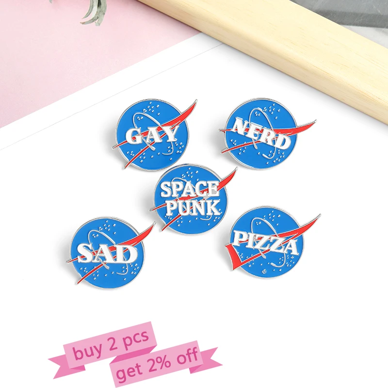 Эмалевые булавки в стиле космический панк броши грустной пиццы для геев синий