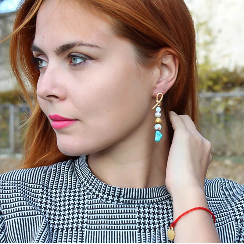 Модные длинные серьги капли из пресноводного жемчуга для женщин раннее