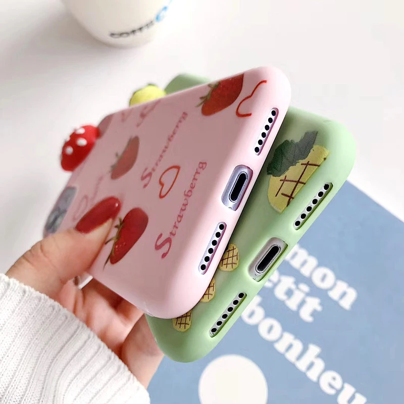Милый 3D чехол для телефона с ананасом клубникой iphone 11 6s 7 8 Plus X XS MAX XR забавная
