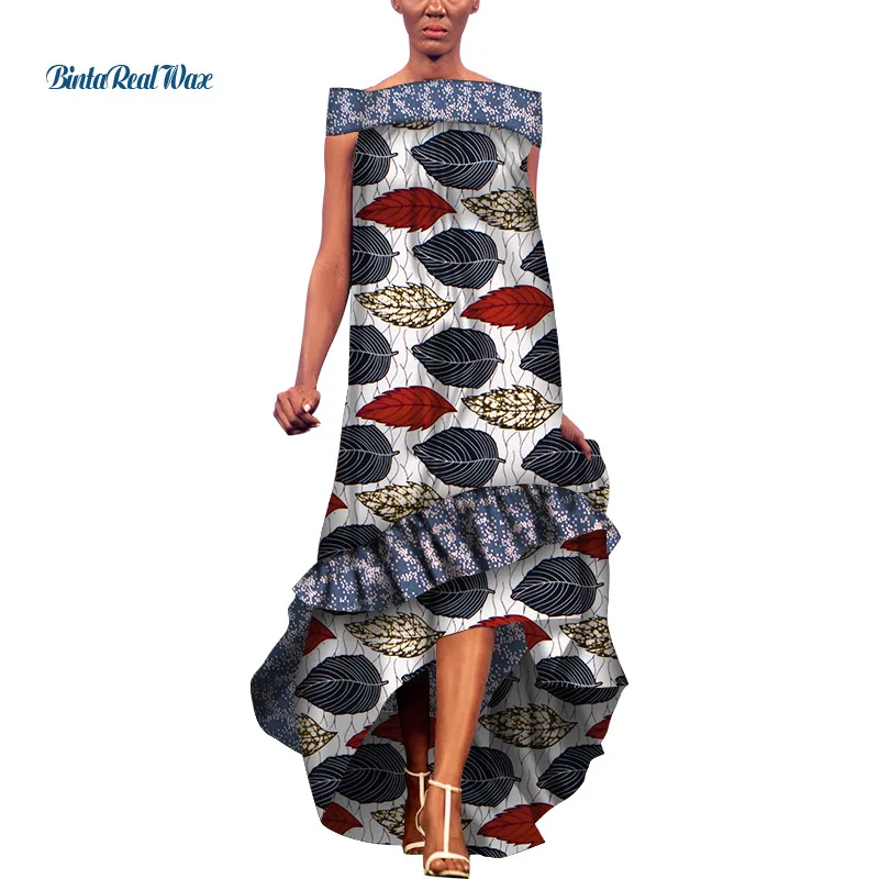 

Dashiki African Women Dress Print Dresses for Women Off Shoulder Ankara Irregular Party Dress Traditional African Clothing Y7210