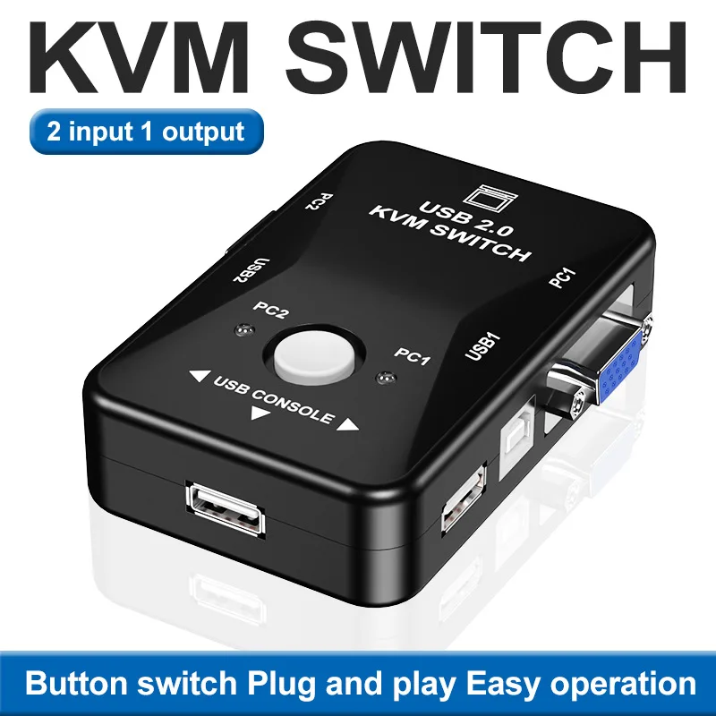 2 в 1 коммутатор USB 0 VGA KVM порта ПК монитор переключатель адаптер для компьютера