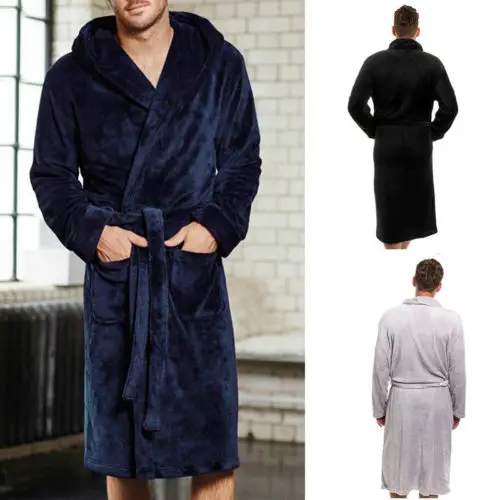 Мужской зимний теплый халат кимоно толстая плюшевая шаль удлиненная домашняя