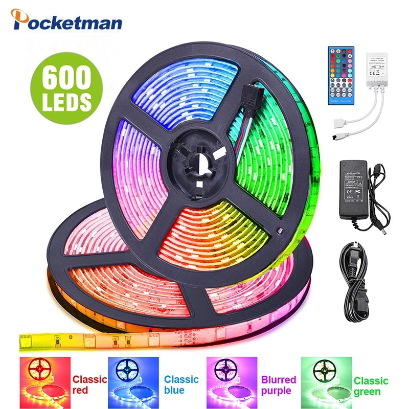 Затемнение светодиодные RGB ленты SMD 5050 Водонепроницаемые гибкие RGB ленты огни самоклеющиеся неоновые световые фестивальные освещения с пультом дистанционного управления