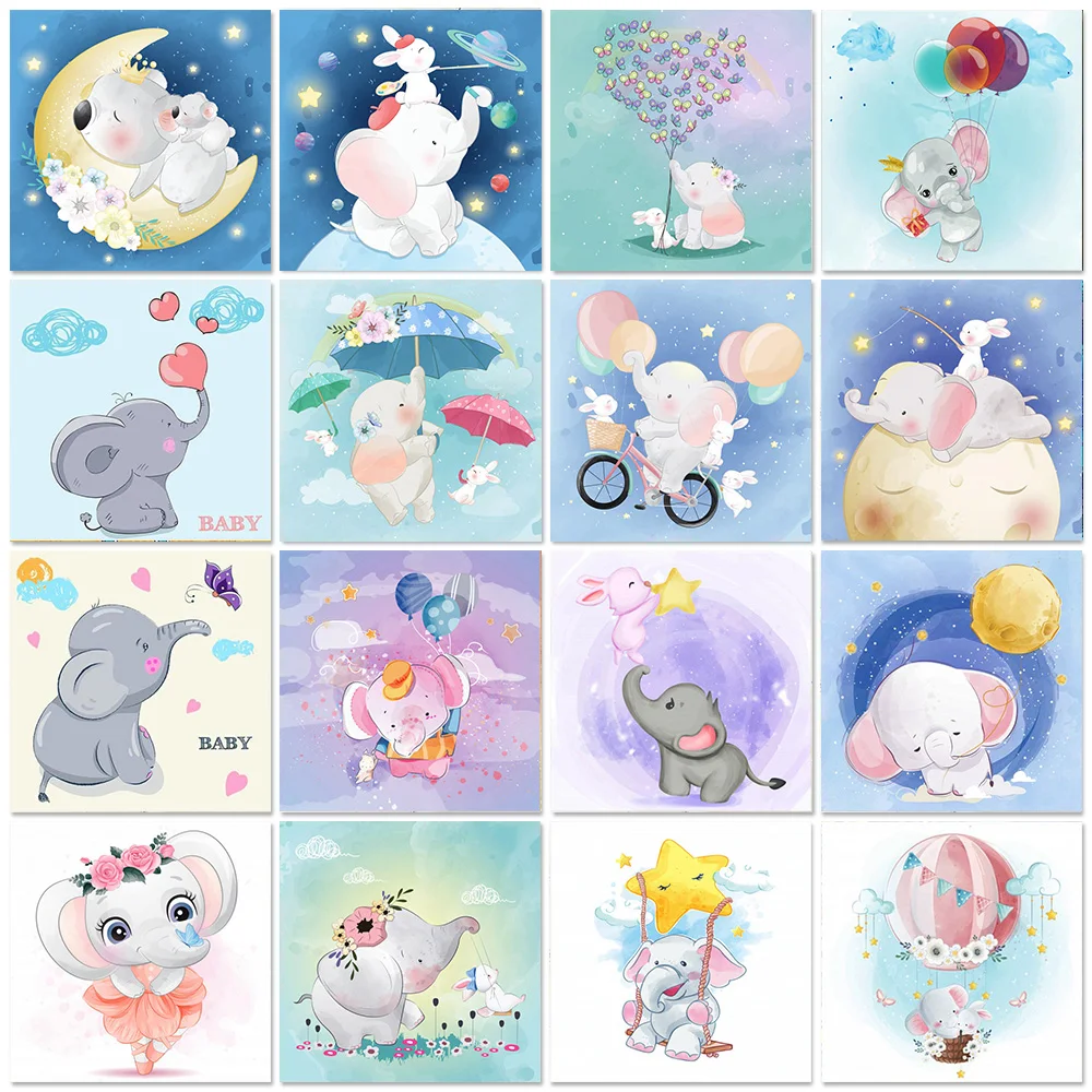 

New Arrivals Baby Room Decor 5D Diamond Painting Lovely Cartoon Elephant Balloon Handmade Art Diamond Embroidery Animals Mosaic