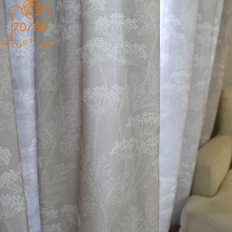 Japanese Plant Printing Curtain Thick Polyester Cotton Blackout Curtains for Living Room Bedroom Finished Products