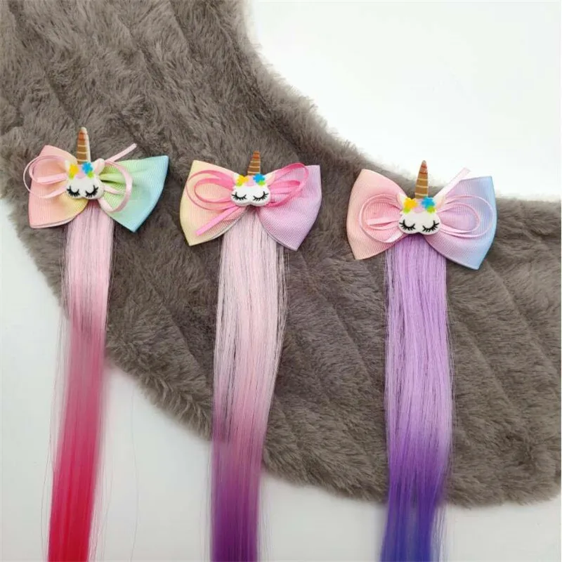 Аксессуары для волос девочек детские заколки с блестками крылья единорог бант