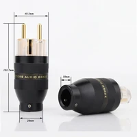 hifi audio aluminum gold plated eu version cable connector hi end schuko ac power cable plug adapter
