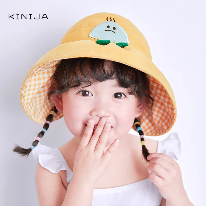 Модная Милая Детская шляпка с рисовым шариком мультяшная детская шляпа от солнца