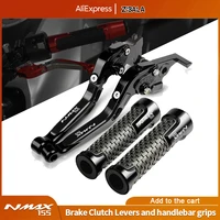 motorcycle accessories folding extendable brake clutch levers and handlebar grips for yamaha nmax155 nmax 155 2015 2016 2017