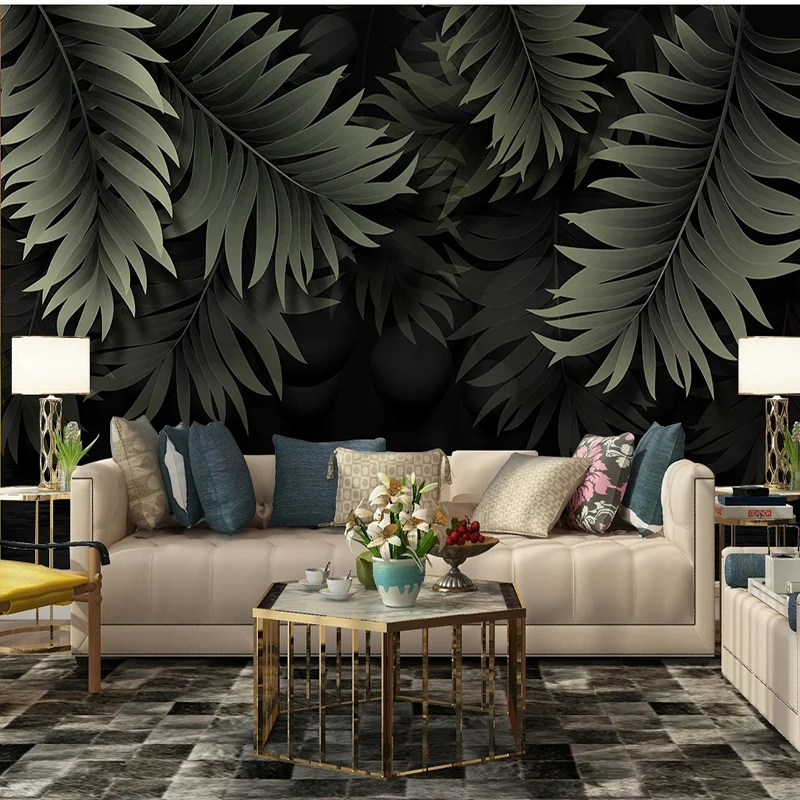 Фотообои на заказ современные тропические растения листья Рисованные вручную