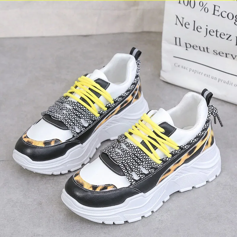 Модные леопардовые Женские кроссовки Tenis Feminino Женская обувь на платформе