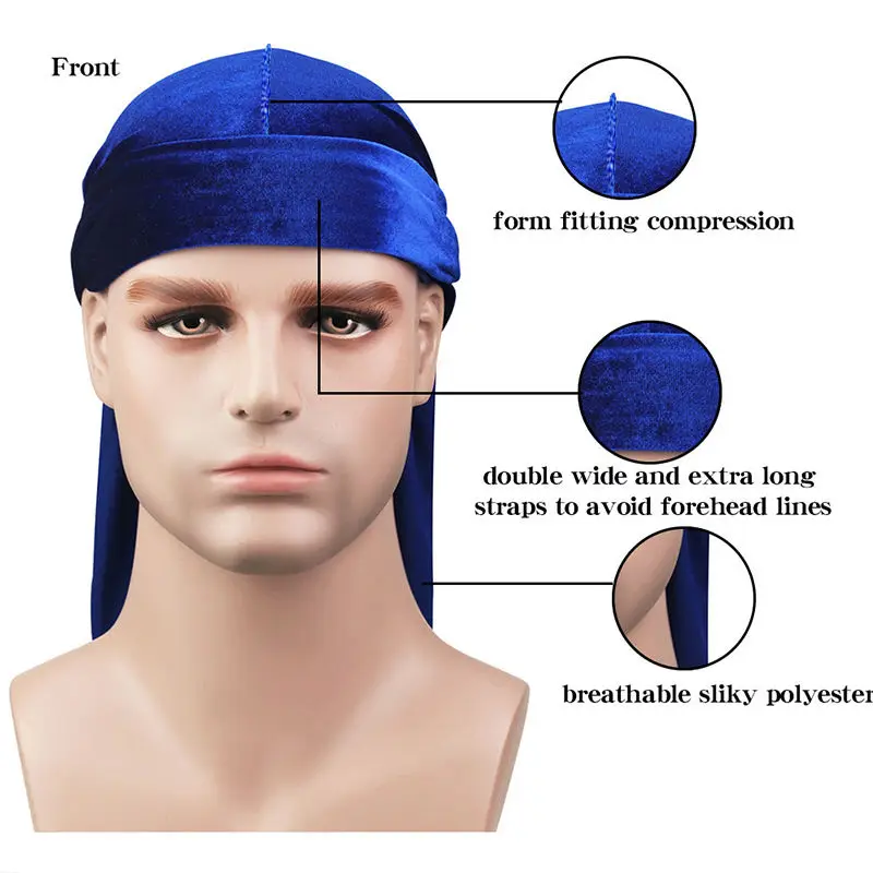 Durag velvet long tailed Pirate Hat hip hop headband Headband New bath towel hat lovers coraline towels | Дом и сад