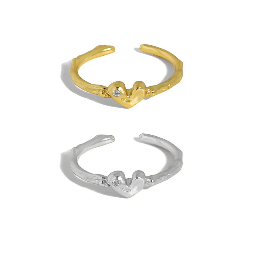 

Simple Heart Shape Design Zircon Gold Toe Ring Gifts For Women Trendy Cute Wedding 2021 Trend Fine Jewelry 925 Sterling Silver