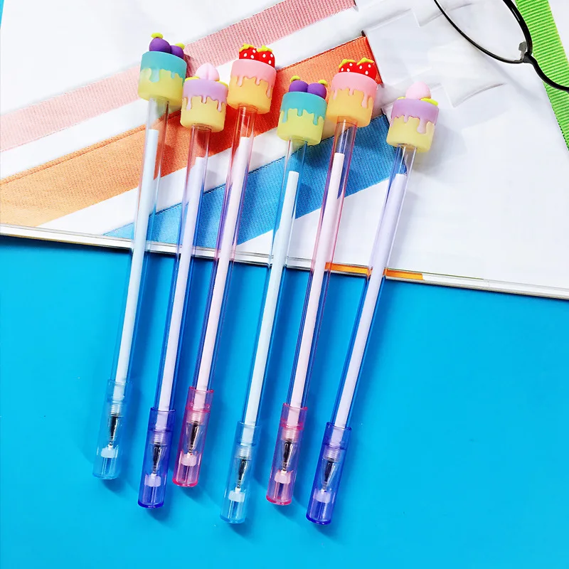 1 Piece Lytwtw's cute kawaii Korean Creative Lovely Fruit Cake Office School Gel Pen Stationery sweet pretty Strawberry | Канцтовары