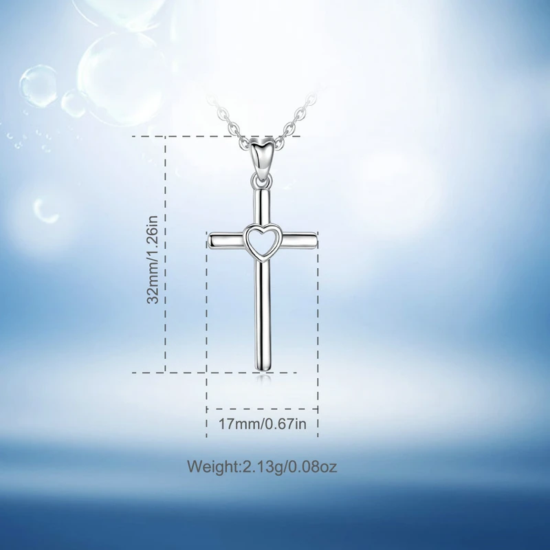 Цепочка с кулоном в виде сердца и Креста серебро 925 пробы|Подвески| |