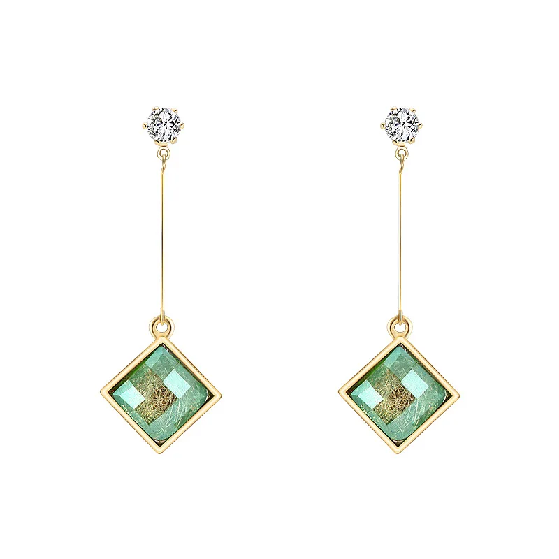 Классические милые маленькие квадратные серьги капельки с рисунком корейские