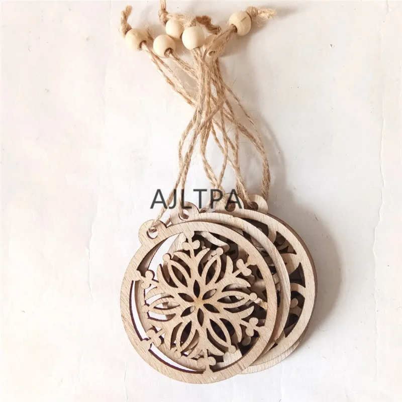 

100set/lot Vintage Christmas Wood Pendants Ornaments DIY Wood Crafts Xmas Tree Ornaments Christmas Party Decor Kids Gift CT0411