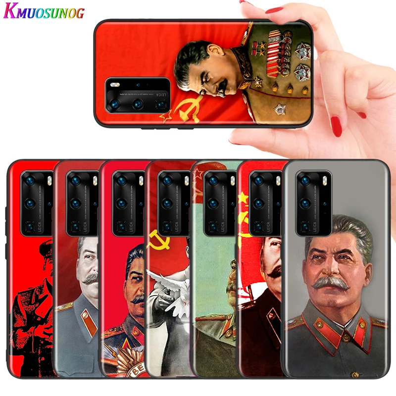 

For Huawei P40 P30 P20 Pro Lite E Plus 5G Bright Black Phone Case Soviet Union Leader Stalin For Huawei P10 P9 P8 Lite Cover