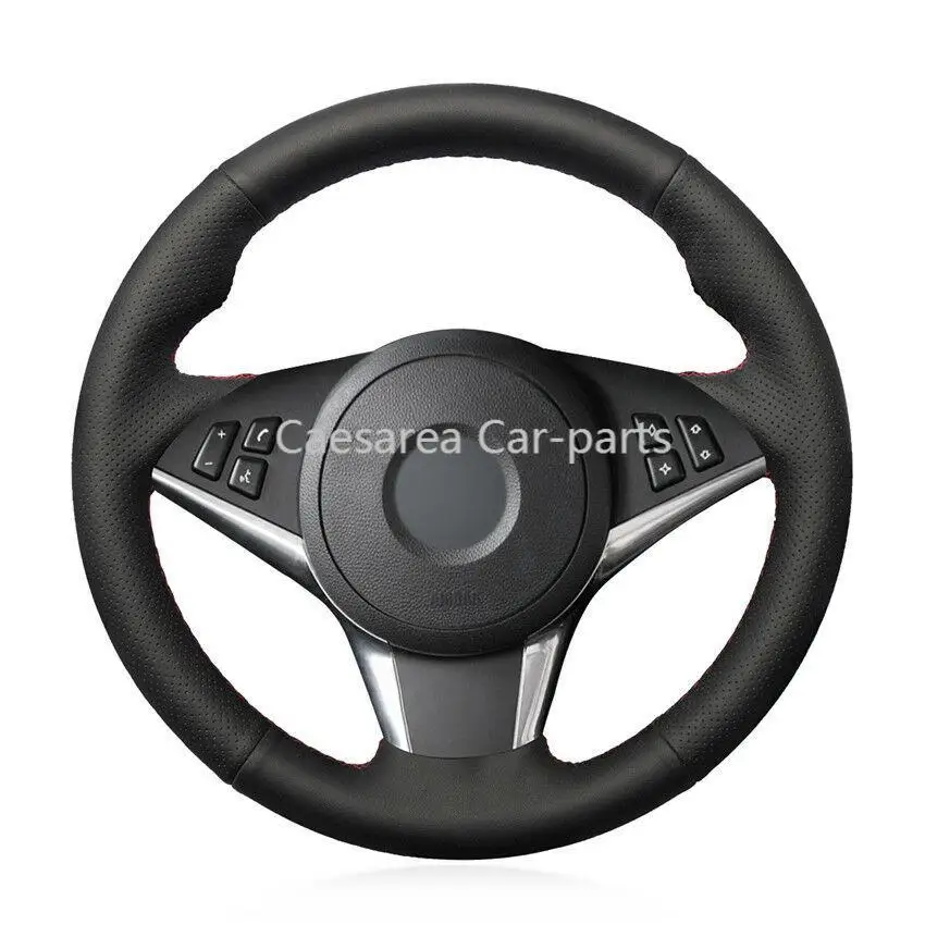 

For BMW E60 530d 545i hand-sewn steering wheel cover black artificial leather
