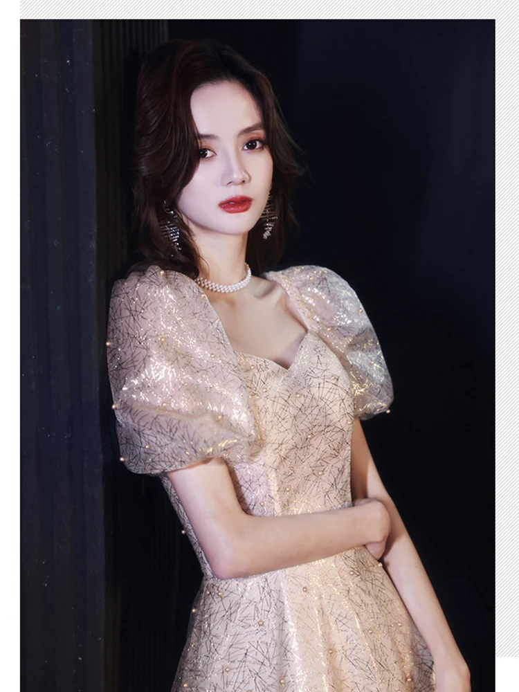 

Elegant Sweetheart Collar Short Puff Sleeve Floor Length Quinceanera Dress Fashion Pearls Embellishment Pageant Party Gown