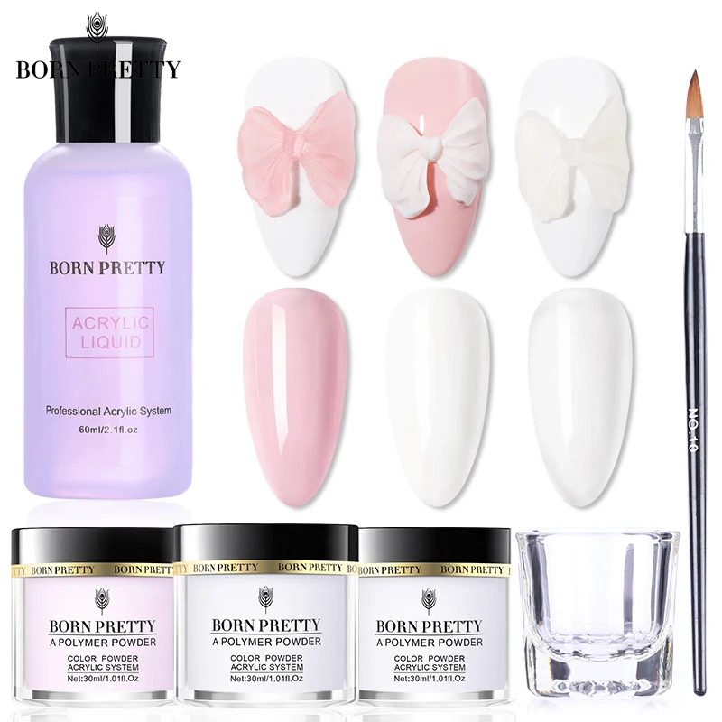 

BORN PRETTY Acrylic Powder and Liquid Set Acrylic Pink White Clear Acrylic Nail Kit for Nails Extension Professional Nail Art