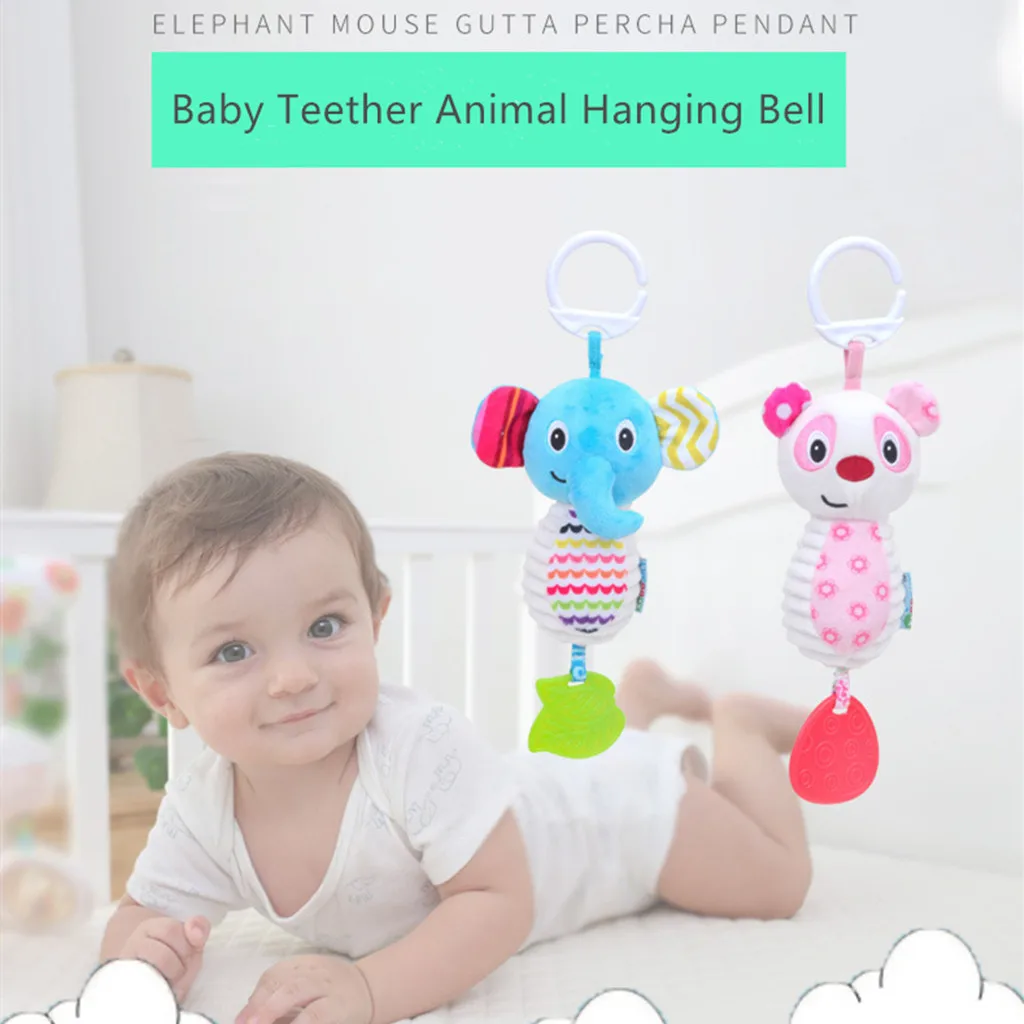 Baby Infant Plush With Teether Cute Animal Hanging Bell Play Toys Doll Gift Cartoon Rattles Crib Bed Stroller for Newborn | Игрушки и