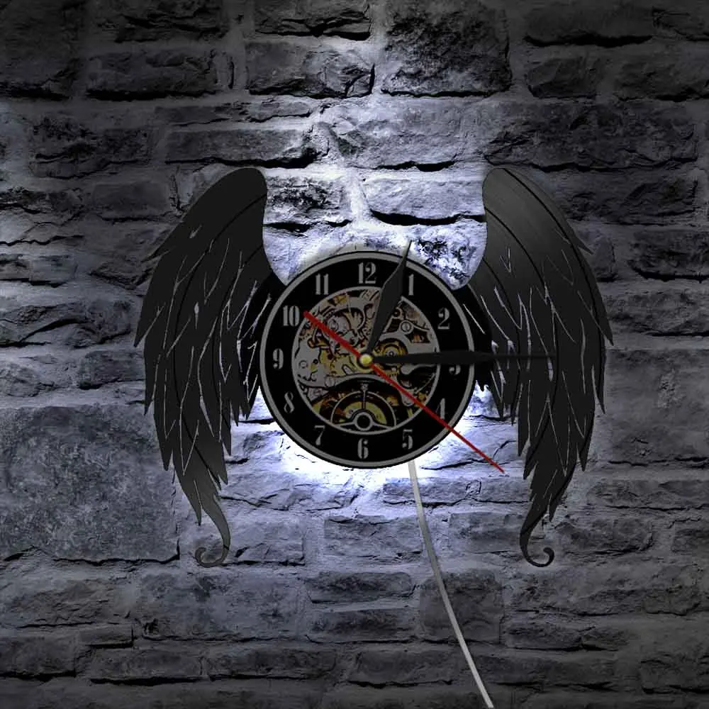 Элегантные настенные часы с крыльями ангела домашний художественный декор