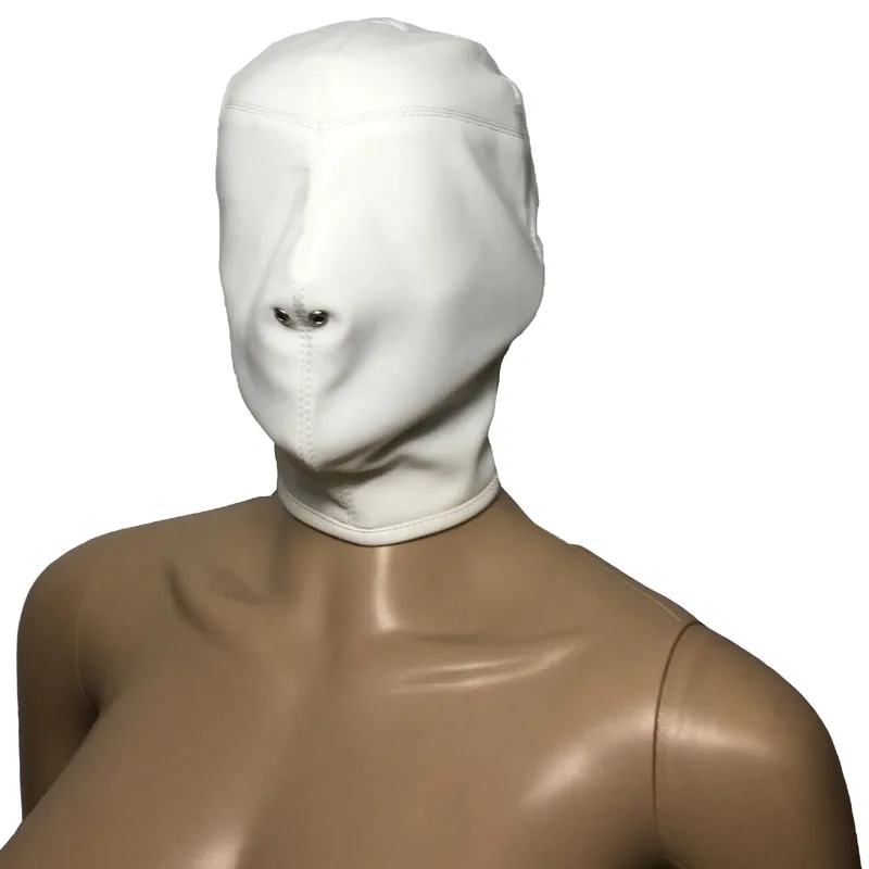 Унисекс искусственная кожа подголовник всего корпуса Gimp капот мягкая кожа Сенсорные игры маска с носом вентиляционный костюм фетиш