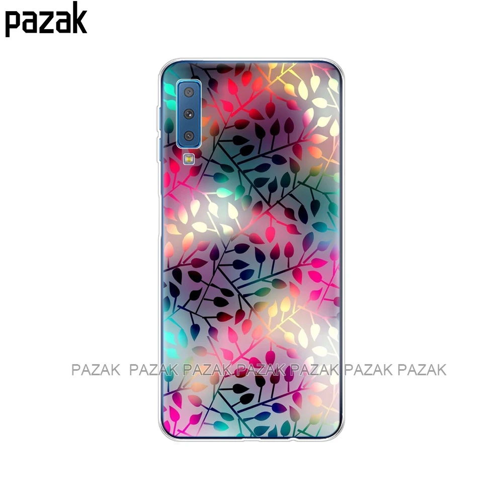 Силиконовый чехол для Samsung Galaxy A7 2018 телефона задняя крышка с красочным принтом A750