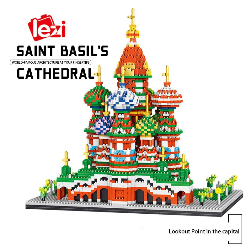 

Собор святого базилика, LEZI, всемирно известный миниатюрный конструктор, уличный вид, 3D конструктор «сделай сам», архитектурные модели, детс...