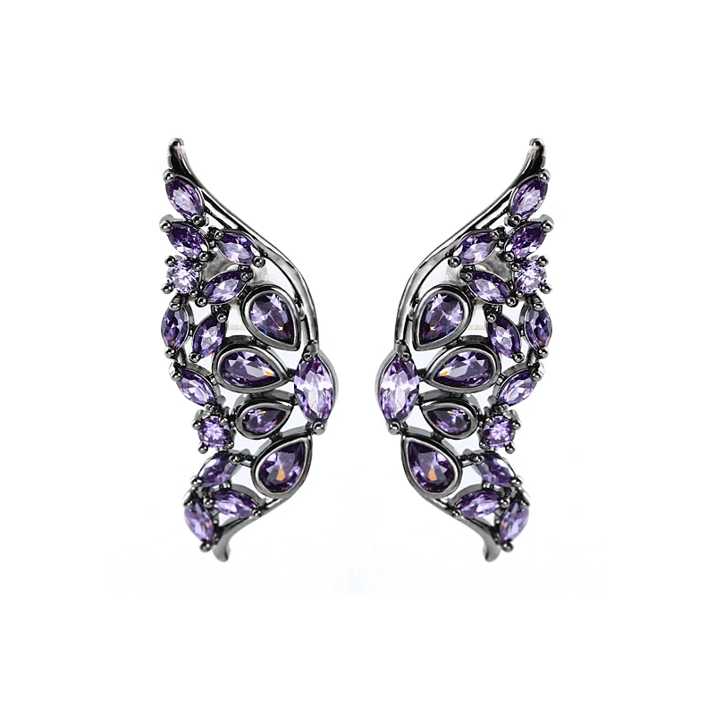 

Fashion Butterfly Zircon Earrings Women Luxury Brass Gold Plated Stud Earrings Summer Party Accessories