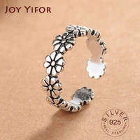 925 sterling silver flowers finger rings dazzling daisy meadow stackable ring clear cz for women wedding jewelry