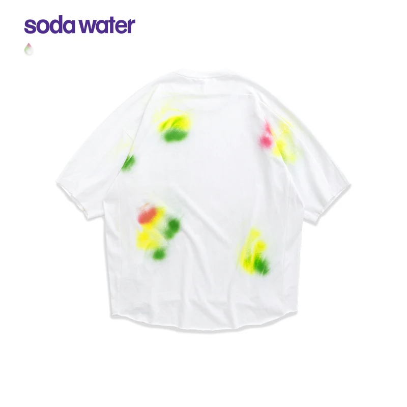 

SODAWATER Girl Oversized T-shirts With Spray-painted In White 2020 Summer Irregular Cutting Harajuku T-shirt Women Tops 1126S20