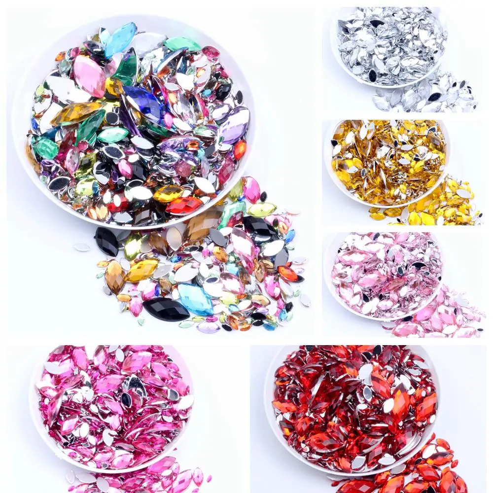 

Акриловые стразы Strass 3x6 мм 300 шт. акриловые поделки DIY Самоцветы с плоской задней поверхностью Marquise Earth Facets нормальные цвета украшения для диз...