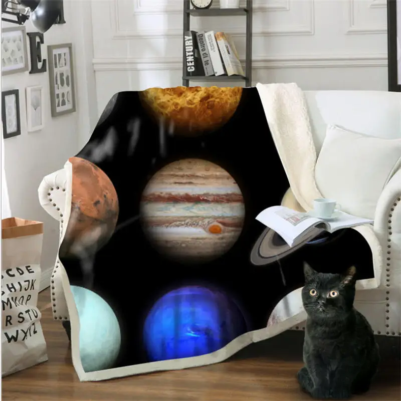 Массивное трикотажное одеяло 3D цвет планета напечатаны хлопок бархат диван