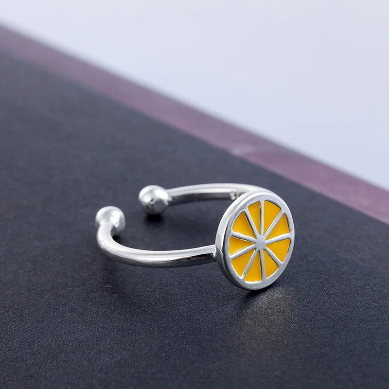 Новое простое популярное милое посеребренное Открытое кольцо в форме лимона с