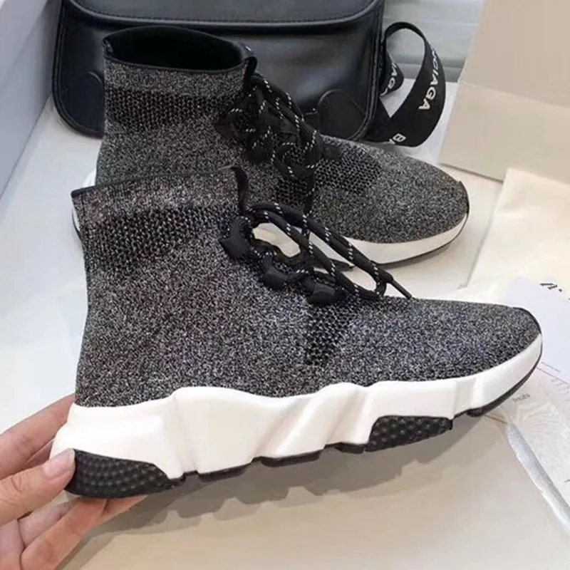 

2021 European station tide brand high-top elastic socks shoes men and women breathable trend couple sports and leisure net red 3