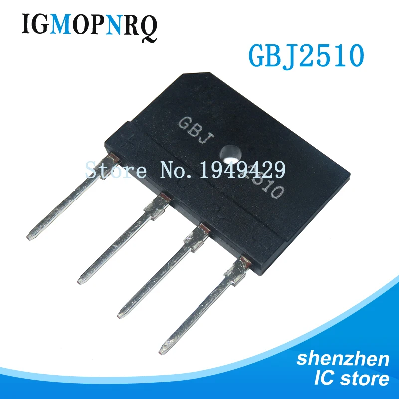 5 шт. 25A 1000V диодный мост выпрямитель GBJ2510 ZIP в наличии 5 шт. 25A 1000V диодный мост выпрямитель GBJ2510 ZIP в наличии