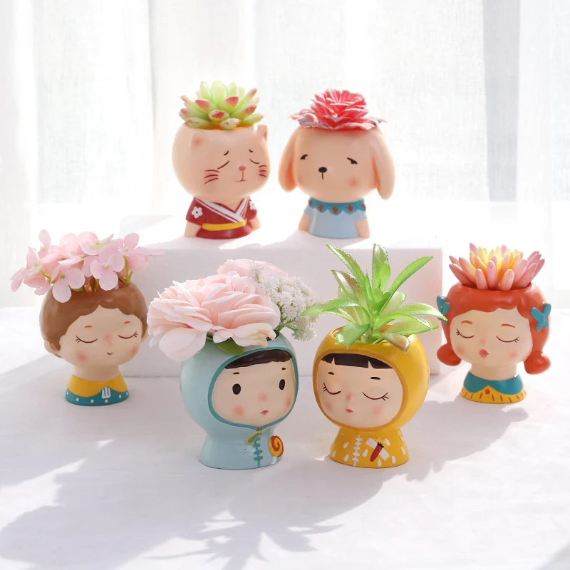 Мини цветочный горшок для мальчиков и девочек портретов собаки кролика